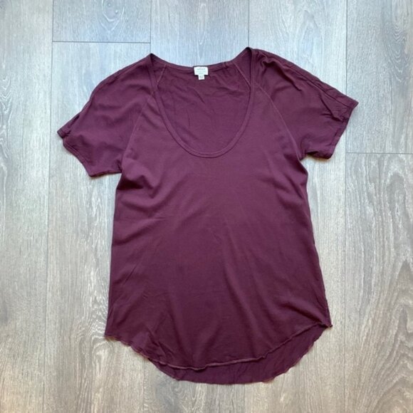 Aritzia Wilfred Tandis T-Shirt Short Sleeve Tee Burgundy Crew neck Size XS - Picture 3 of 10